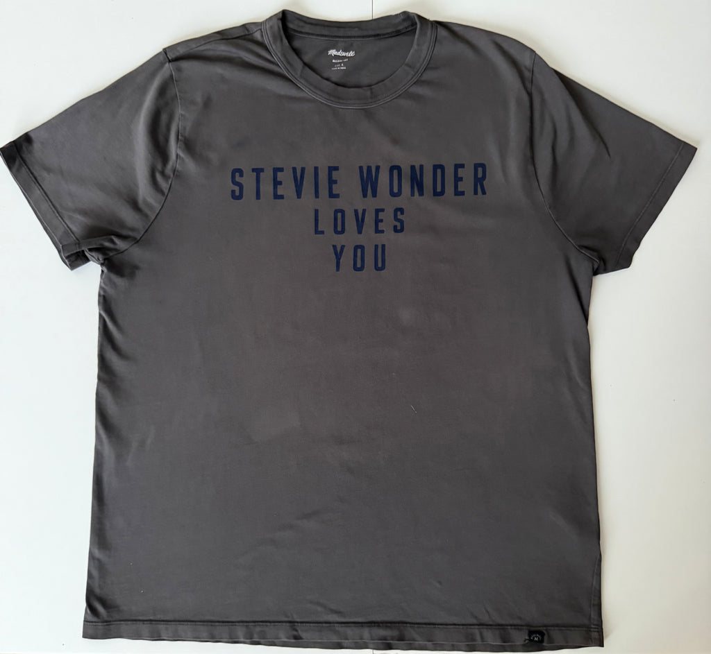 GRAY 001 — STEVIE WONDER LOVES YOU Charcoal Gray / L / G1