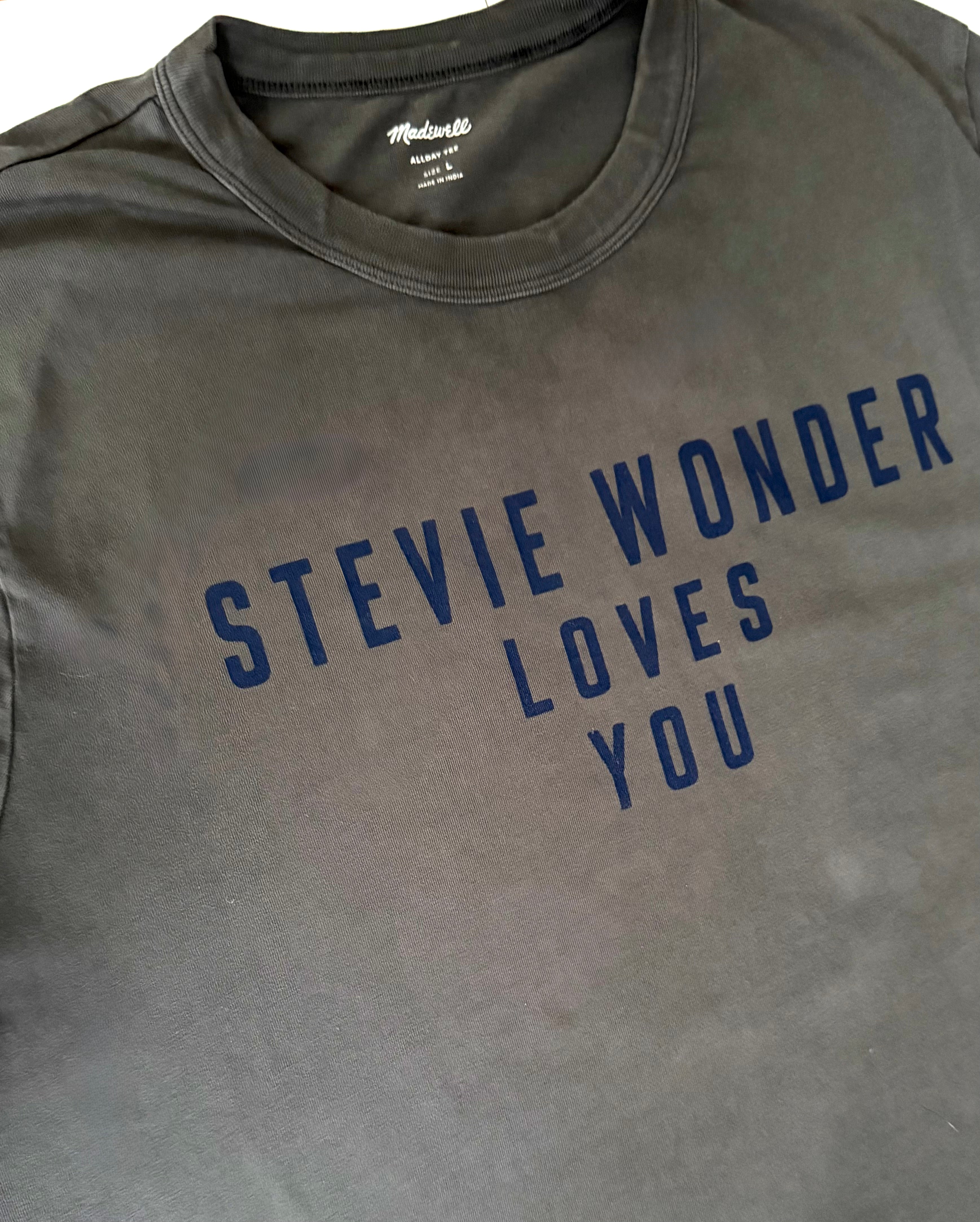 GRAY 001 — STEVIE WONDER LOVES YOU Charcoal Gray / L / G1