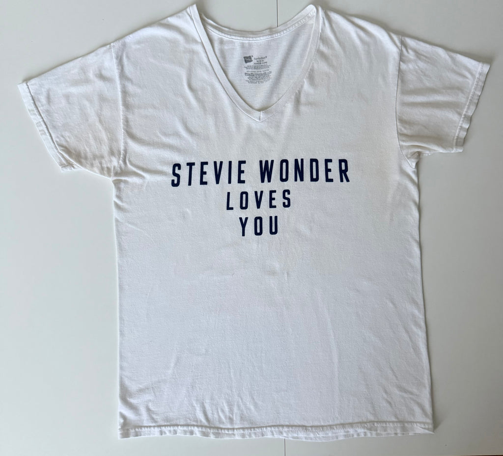 GRAY 001 — STEVIE WONDER LOVES YOU V-Neck White / M / G1