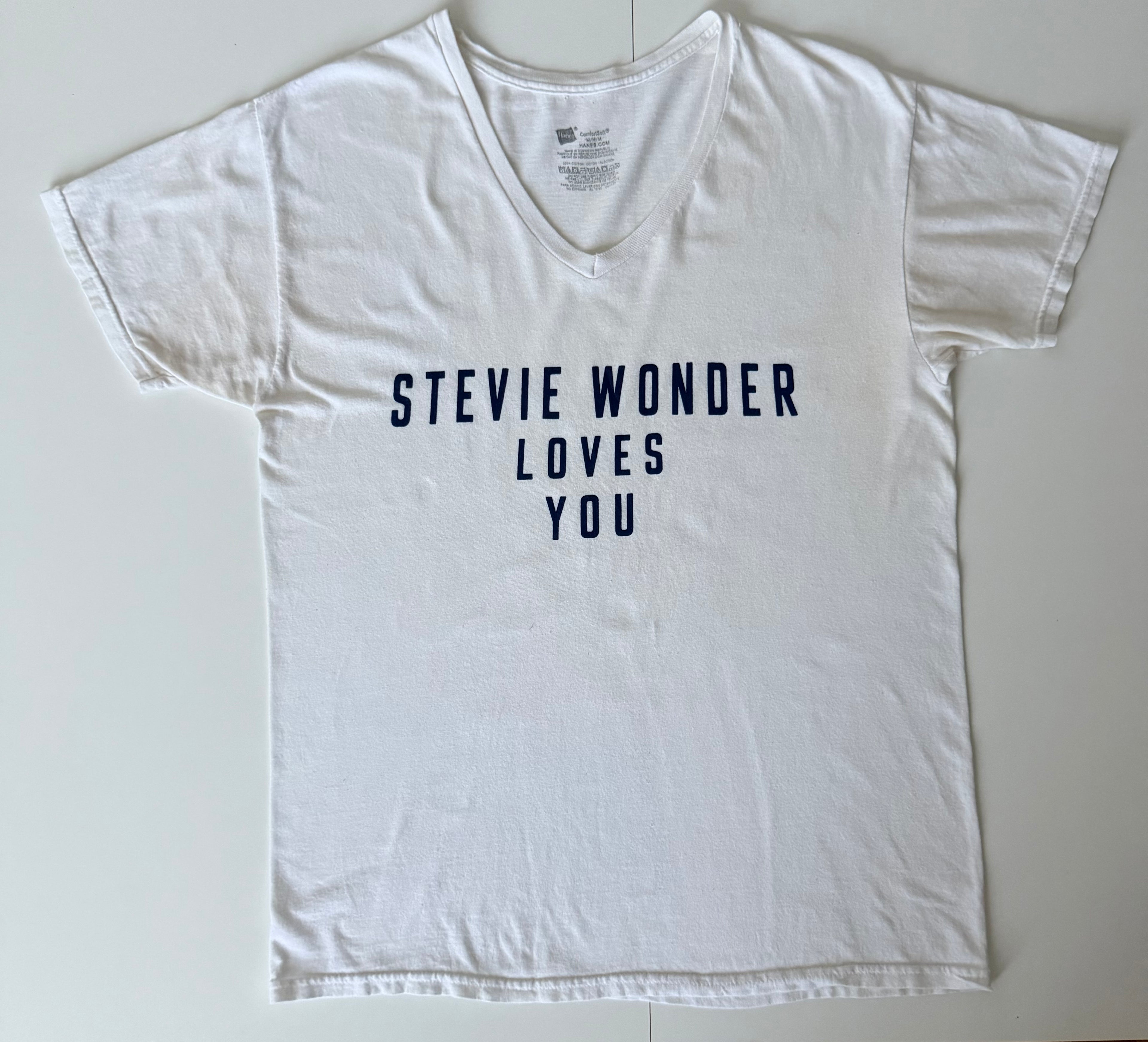 GRAY 001 — STEVIE WONDER LOVES YOU V-Neck White / M / G1