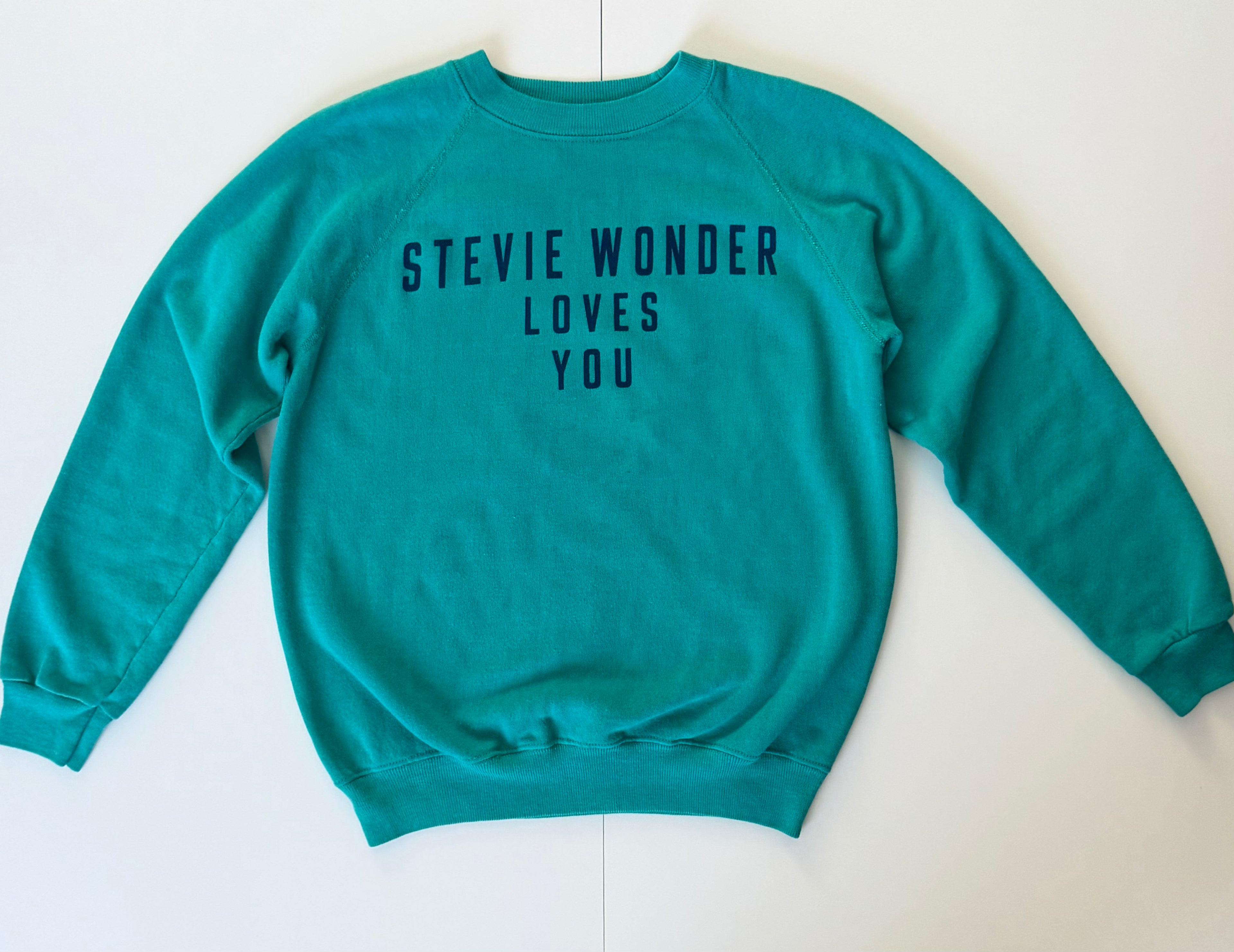 GRAY 001 — STEVIE WONDER LOVES YOU Teal Crewneck / XS/ G1