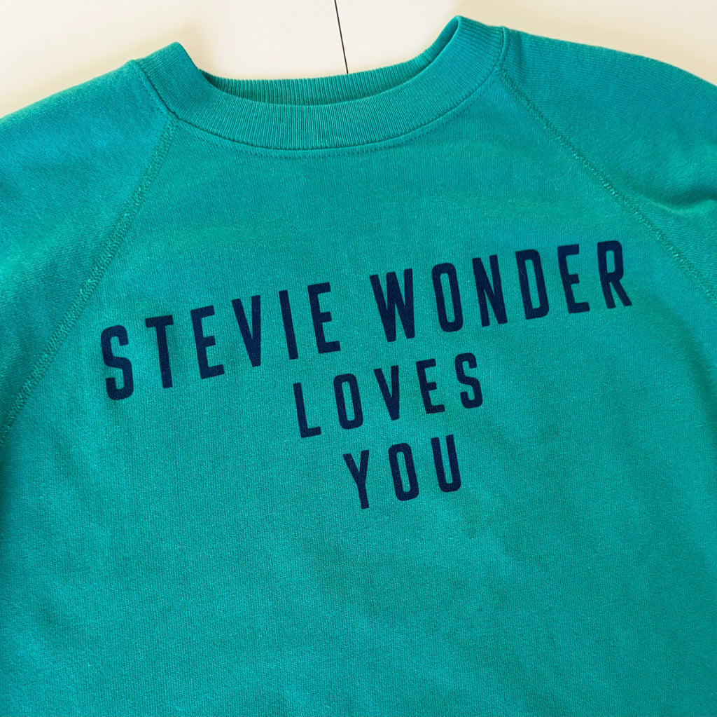 GRAY 001 — STEVIE WONDER LOVES YOU Teal Crewneck / XS/ G1